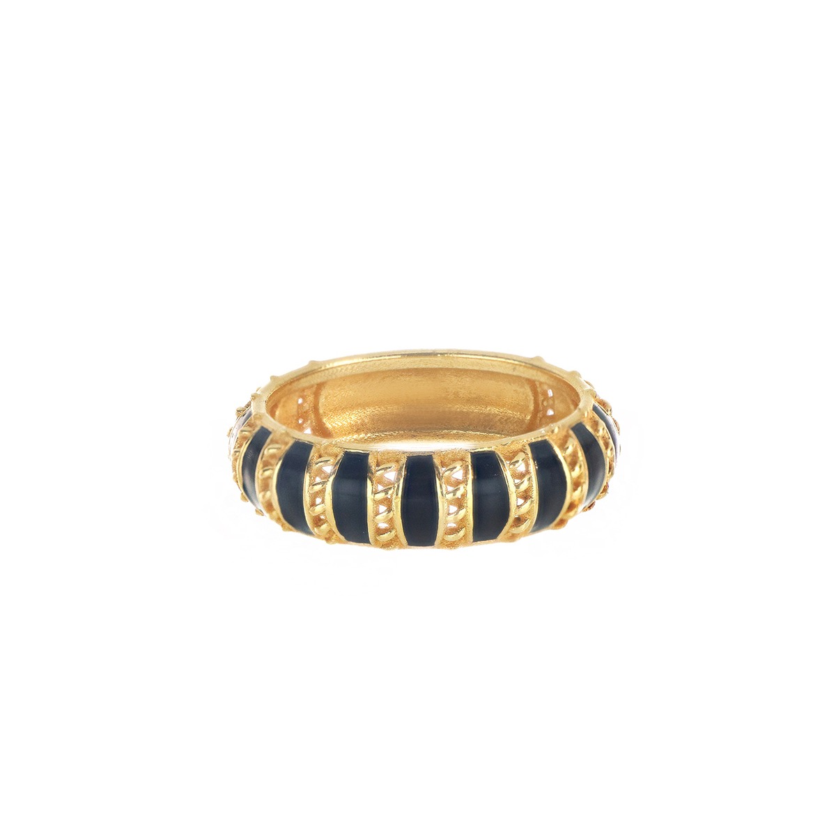 ANELLO FASCIA CON SMALTO NERO