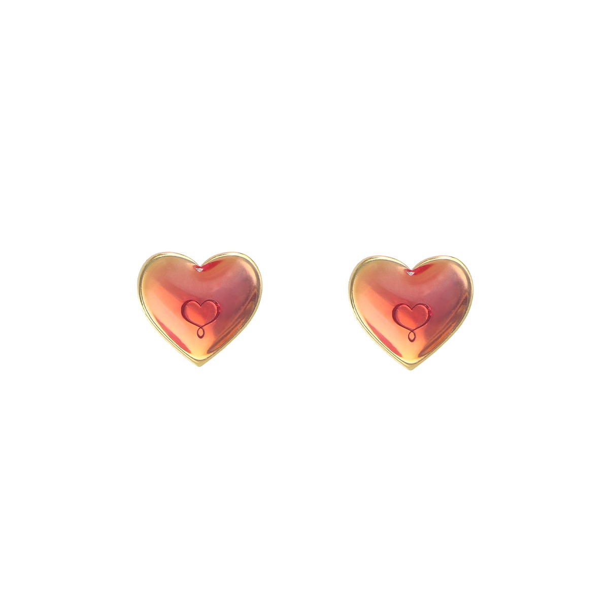 ORECCHINI LOBO CUORE CON SMALTO ROSSO