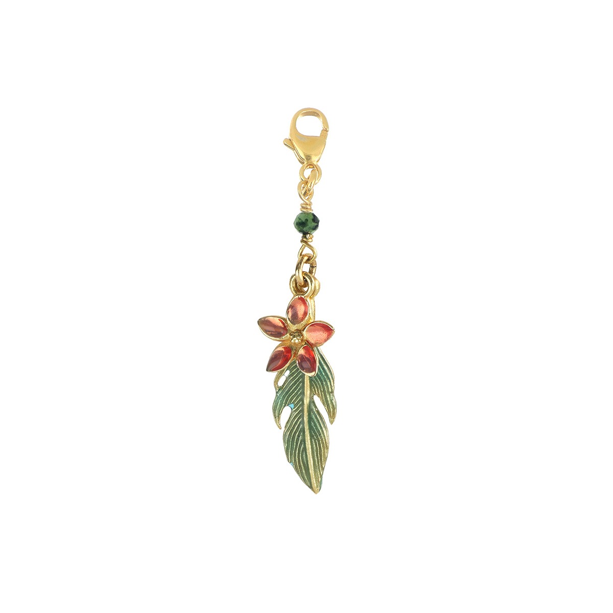 COMPONENTE CON FIORE E PIUMA SMALTO PENDENTI