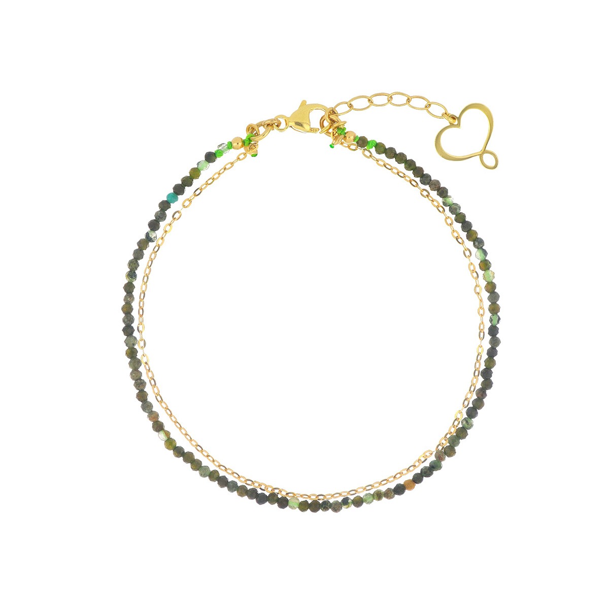 BRACCIALE PIETRE CON DIOPSITE E CATENA