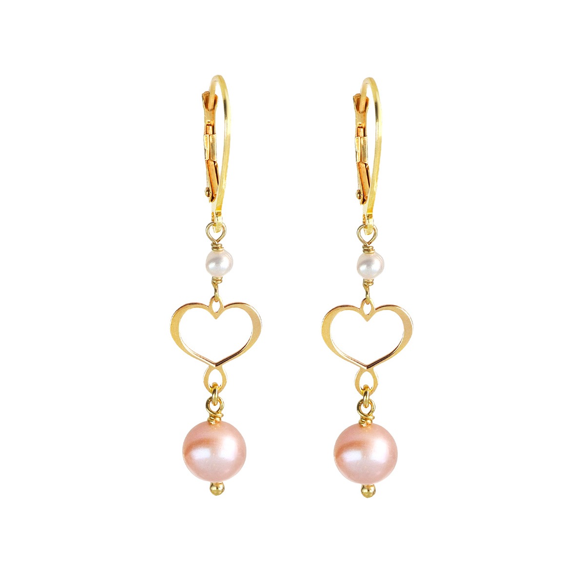 ORECCHINI MONACHELLA CON PERLE BIANCHE E PERLE ROSA